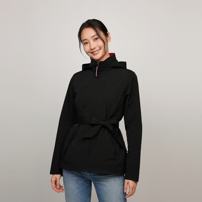 Shop (W) Tommy Hilfiger 拼色刺繡綁帶帽外套 76J4936