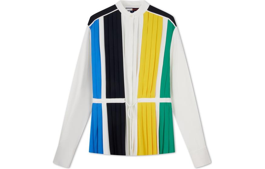 (Women) Tommy Hilfiger  Colorblock Long Sleeve Crew Neck Shirt Multicolor. WW0WW40955 圖 2