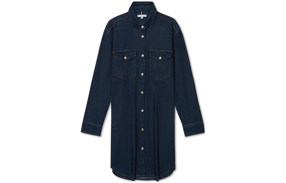 (Women) Tommy Hilfiger  Denim Shirt Dress Long Sleeve Dark Blue. WW0WW39065-1BJ