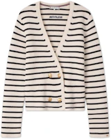 Order (Women) Tommy Hilfiger Double-Breasted V-Neck Cardigan Beige Black Stripes. WW0WW43184