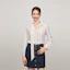 Shop (W) Tommy Hilfiger Blus Elegan Kasual Garis dengan Dasi Pita Putih WW0WW43418