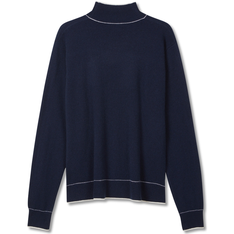 Lookbook (W) Tommy Hilfiger 자수 대비 트림 목폴라 풀오버 스웨터 네이비 WW0WW40376