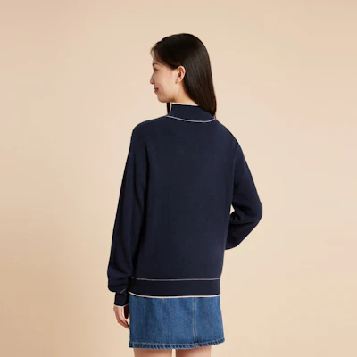 (W) Tommy Hilfiger 자수 대비 트림 목폴라 풀오버 스웨터 네이비 WW0WW40376 Purchase (W) Tommy Hilfiger 자수 대비 트림 목폴라 풀오버 스웨터 네이비 WW0WW40376