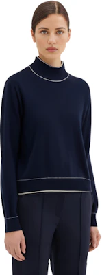 (W) Tommy Hilfiger 자수 대비 트림 목폴라 풀오버 스웨터 네이비 WW0WW40376 Sizing (W) Tommy Hilfiger 자수 대비 트림 목폴라 풀오버 스웨터 네이비 WW0WW40376