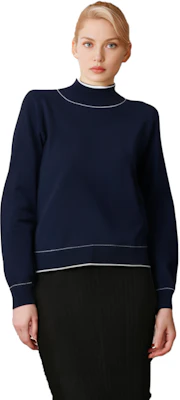 (W) Tommy Hilfiger 자수 대비 트림 목폴라 풀오버 스웨터 네이비 WW0WW40376 Cheap (W) Tommy Hilfiger 자수 대비 트림 목폴라 풀오버 스웨터 네이비 WW0WW40376