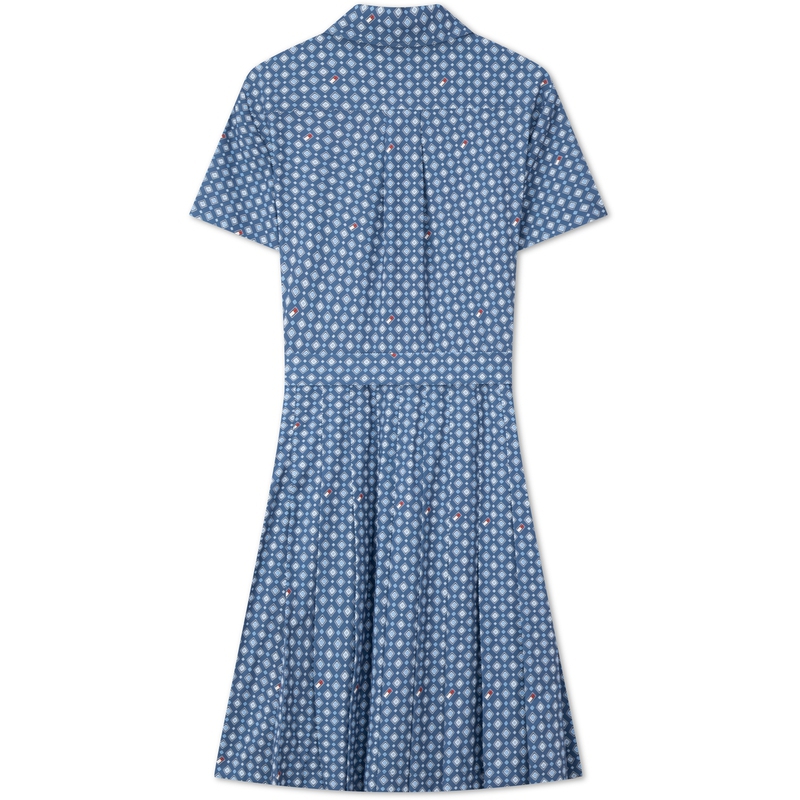 Lookbook (W) 汤米希尔费格蓝白花卉短袖衬衫连衣裙 WW0WW43349