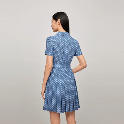 (W) 汤米希尔费格蓝白花卉短袖衬衫连衣裙 WW0WW43349 Purchase (W) 汤米希尔费格蓝白花卉短袖衬衫连衣裙 WW0WW43349