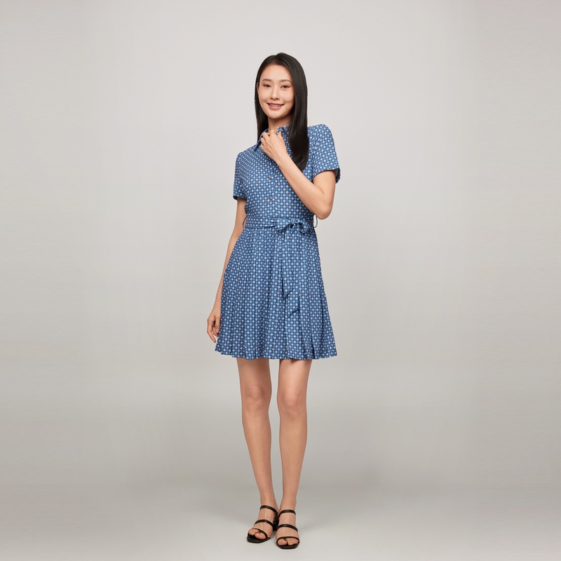 Details for (W) 汤米希尔费格蓝白花卉短袖衬衫连衣裙 WW0WW43349