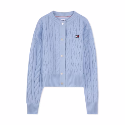 (Women) Tommy Hilfiger Knitted Cardigan Chunky Striped Loose-Fit Sweater. DW0DW16529