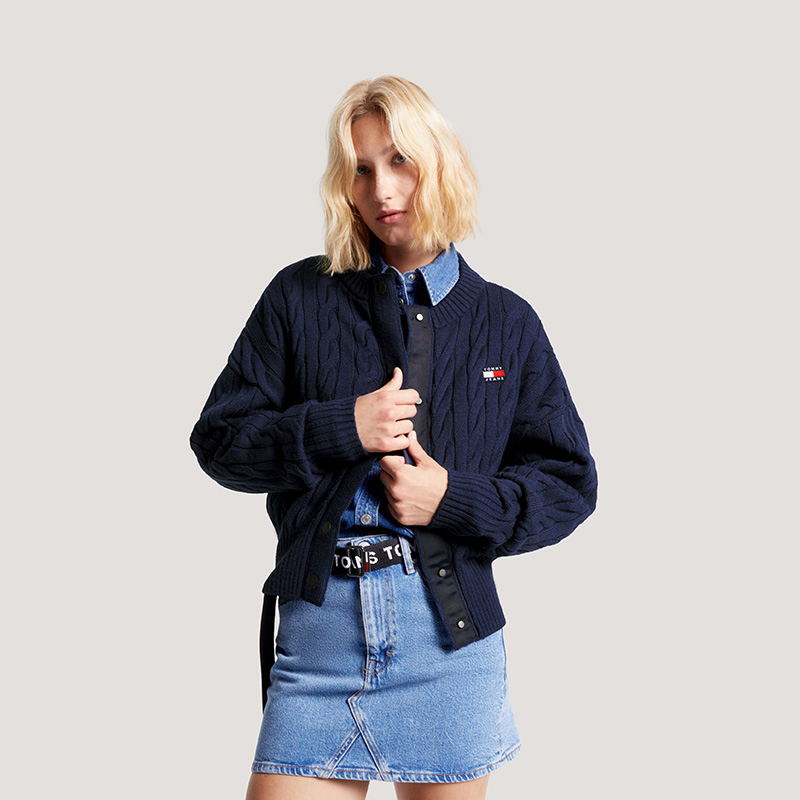 Shop (W) Tommy Hilfiger 條紋寬鬆針織毛衣外套 chunky風格 DW0DW16529