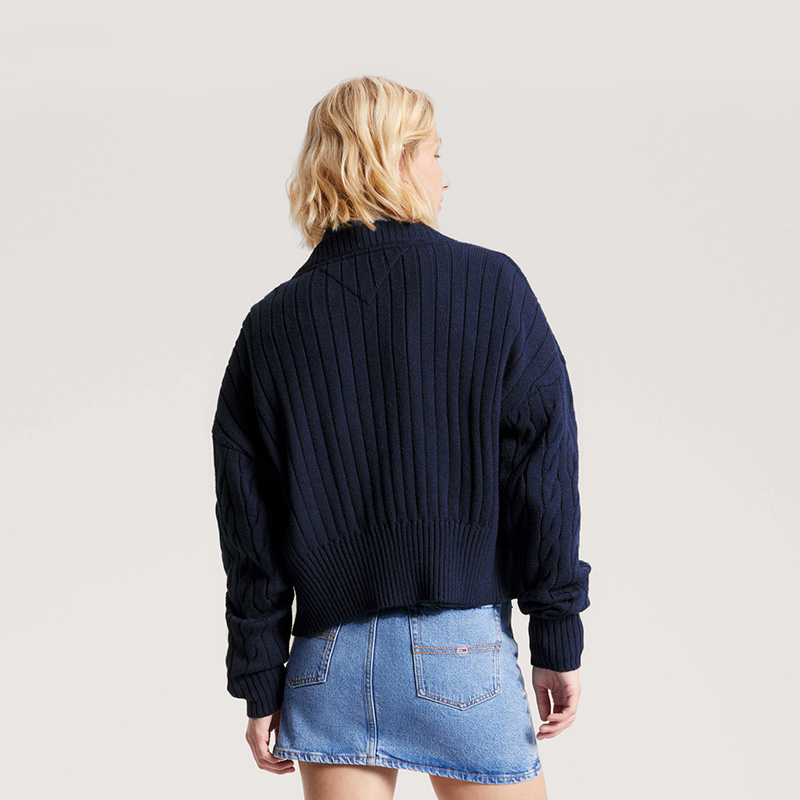 Purchase (W) Tommy Hilfiger 條紋寬鬆針織毛衣外套 chunky風格 DW0DW16529