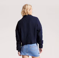 Purchase (Women) Tommy Hilfiger Knitted Cardigan Chunky Striped Loose-Fit Sweater. DW0DW16529