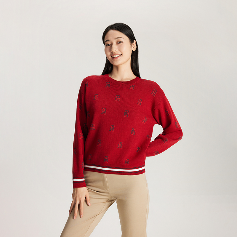 Shop (W) Tommy Hilfiger 字母提花落肩圓領毛衣. WW0WW41635