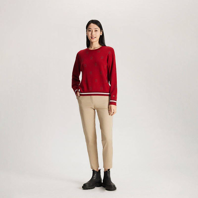 Details for (W) Tommy Hilfiger 字母提花落肩圓領毛衣. WW0WW41635