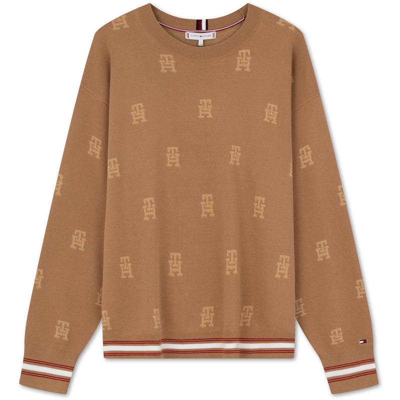 Cheap (W) Tommy Hilfiger 字母提花落肩圓領毛衣. WW0WW41635