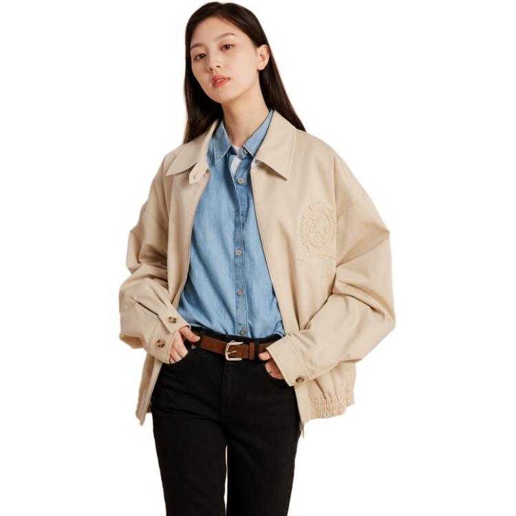 Lookbook (W) Tommy Hilfiger 寬鬆徽章補丁拉鍊外套 淺卡其色 WW0WW38659-ACI