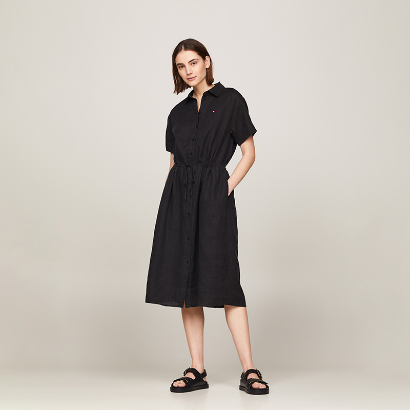 Shop (W) 汤米希尔费格宽松亚麻短袖轻薄连衣裙 WW0WW41911