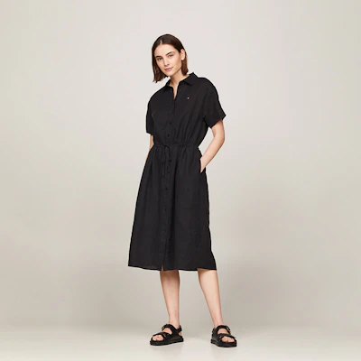 (W) 汤米希尔费格宽松亚麻短袖轻薄连衣裙 WW0WW41911 Shop (W) 汤米希尔费格宽松亚麻短袖轻薄连衣裙 WW0WW41911