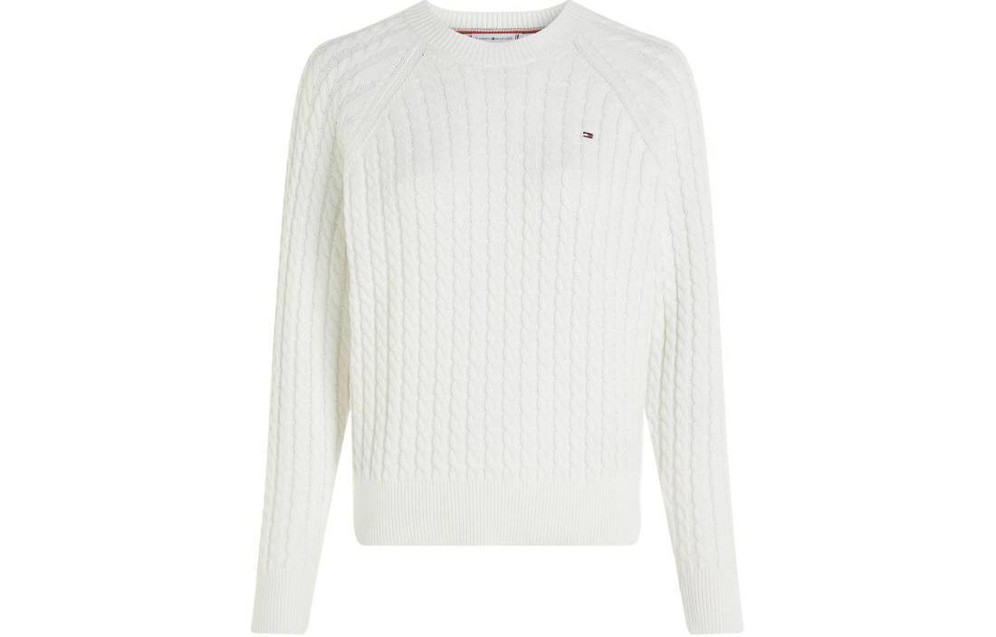 Order (W) 汤米·希尔费格 宽松版纯色针织长袖毛衣 白色 WW0WW41142-YBL