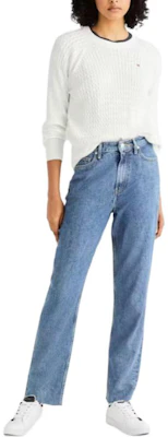 (W) 汤米·希尔费格 宽松版纯色针织长袖毛衣 白色 WW0WW41142-YBL Shop (W) 汤米·希尔费格 宽松版纯色针织长袖毛衣 白色 WW0WW41142-YBL