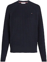 (Women) Tommy Hilfiger Navy Blue Loose-Fit Crewneck Logo Sweater. WW0WW41142-DW5 (Women) Tommy Hilfiger Navy Blue Loose-Fit Crewneck Logo Sweater. WW0WW41142-DW5