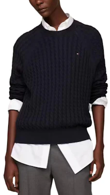 (W) 汤米·希尔费格 海军蓝宽松版圆领标志毛衣. WW0WW41142-DW5 Details for (W) 汤米·希尔费格 海军蓝宽松版圆领标志毛衣. WW0WW41142-DW5