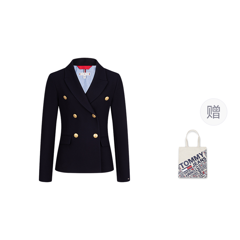 (Women) Tommy Hilfiger  Navy Retro Double-Breasted Blazer Casual Jacket WW0WW42541