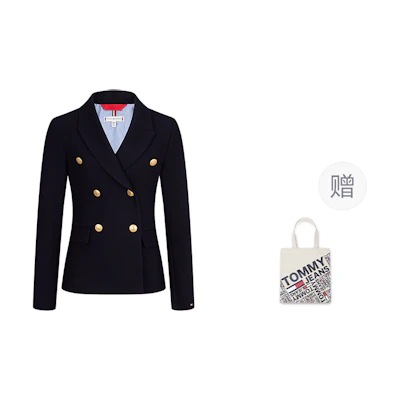 (Women) Tommy Hilfiger Navy Retro Double-Breasted Blazer Casual Jacket WW0WW42541