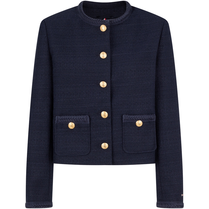 (Women) Tommy Hilfiger  Navy Tweed Short Blazer with Metal Button. WW0WW43474