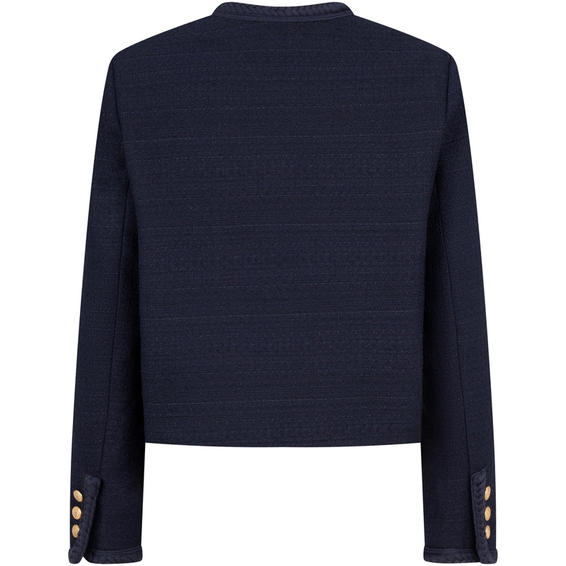 Lookbook (W) Tommy Hilfiger 海軍藍粗花呢金屬扣短版西裝外套 WW0WW43474