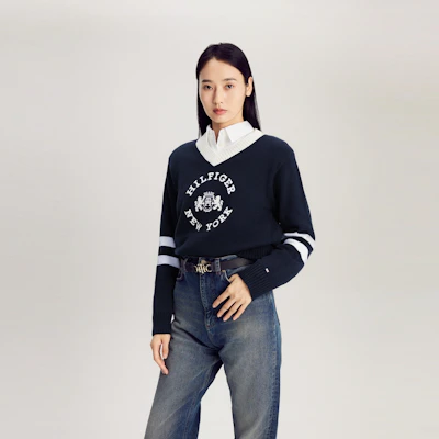 (W) Tommy Hilfiger 寬鬆刺繡V領針織毛衣 - 秋冬款式 WW0WW40266 5