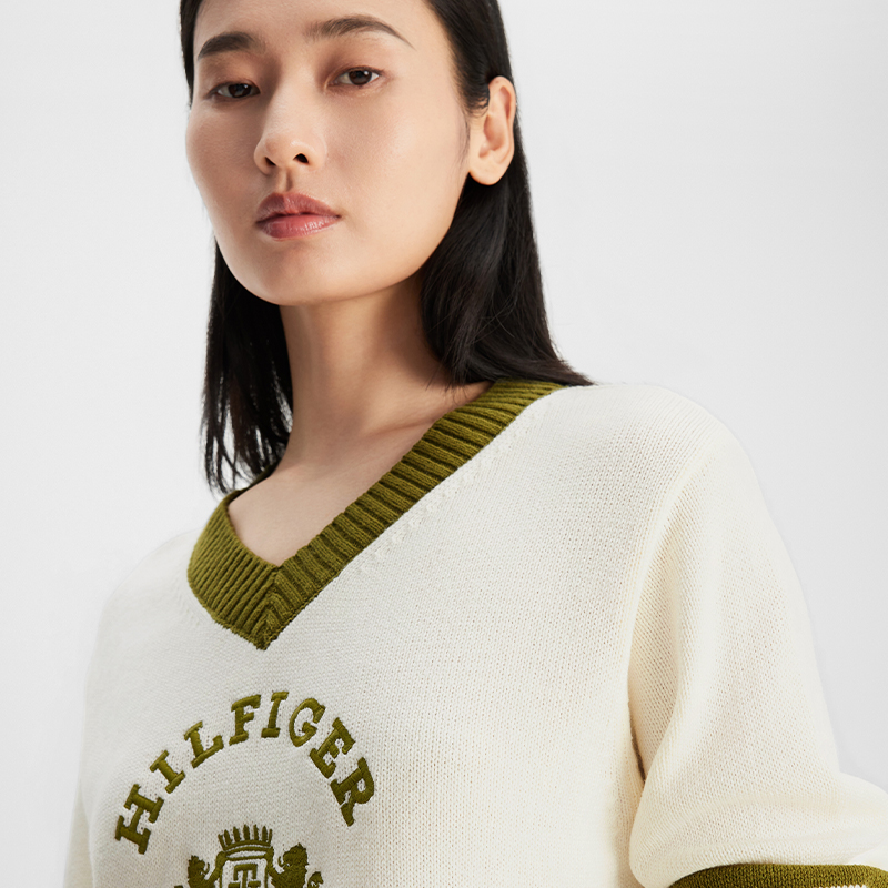 Sizing (W) Tommy Hilfiger 寬鬆刺繡V領針織毛衣 - 秋冬款式 WW0WW40266