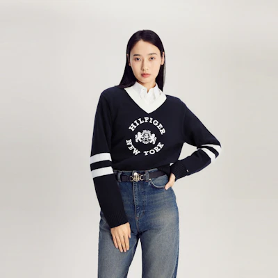 (W) Tommy Hilfiger 寬鬆刺繡V領針織毛衣 - 秋冬款式 WW0WW40266 2