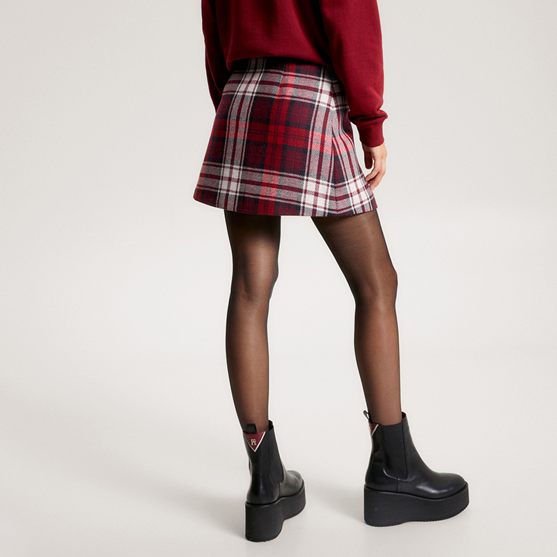 Purchase (W) 汤米·希尔费格 红色格纹侧拉链A字裙 WW0WW39739