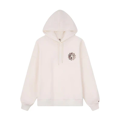 (Women) Tommy Hilfiger Relaxed Fit Plaid Badge Embroidered Hoodie Pullover. WW0WW40442YBH