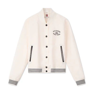 (Women) Tommy Hilfiger Retro Embroidered Colorblock Jacket Cream. WW0WW43320