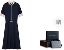 (Women) Tommy Hilfiger Retro Loose Fit Colorblock Baseball Collar Dress Navy Blue WW0WW41596 (Women) Tommy Hilfiger Retro Loose Fit Colorblock Baseball Collar Dress Navy Blue WW0WW41596
