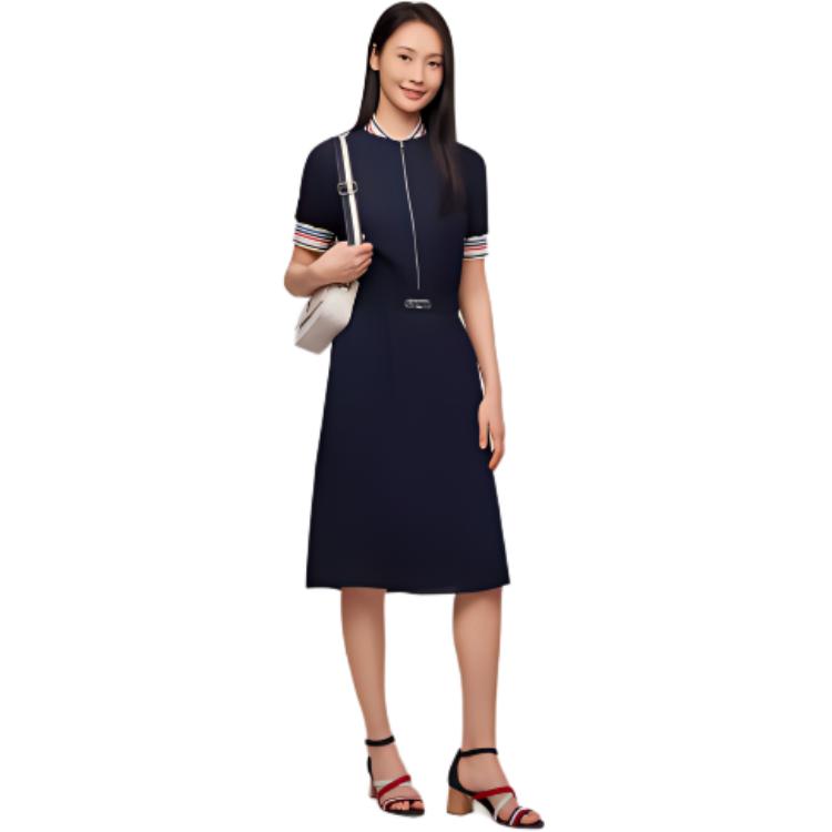 Shop (W) 汤米·希尔费格 复古宽松版拼色棒球领连衣裙海军蓝 WW0WW41596