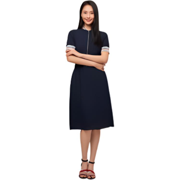 Details for (W) 汤米·希尔费格 复古宽松版拼色棒球领连衣裙海军蓝 WW0WW41596