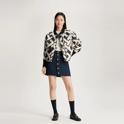 (W) Tommy Hilfiger 雙面刺繡棒球領外套 黑/黑白色. WW0WW40927 3