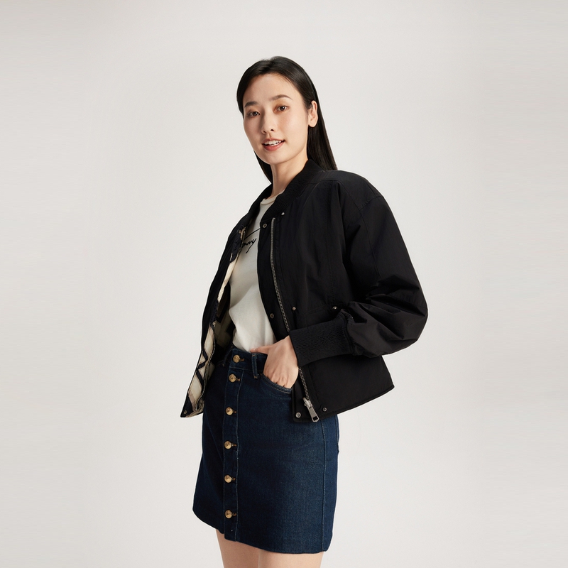 Details for (W) Tommy Hilfiger 雙面刺繡棒球領外套 黑/黑白色. WW0WW40927