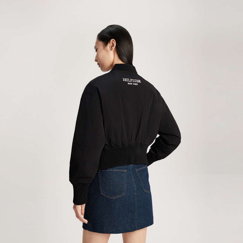 Sizing (W) Tommy Hilfiger 雙面刺繡棒球領外套 黑/黑白色. WW0WW40927