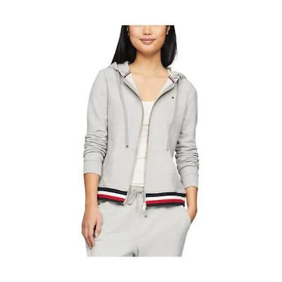 (Women) Tommy Hilfiger Signature Stripe Zip Hoodie Jacket - Gray. 76J3062-P8F