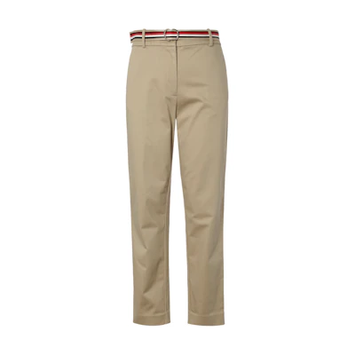 (Women) Tommy Hilfiger Slim Fit Belted Casual Pants Beige. WW0WW27848-AEG
