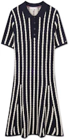 (Women) Tommy Hilfiger Slim Fit Cotton Knit Polo Dress Black White Striped Casual WW0WW43193 (Women) Tommy Hilfiger Slim Fit Cotton Knit Polo Dress Black White Striped Casual WW0WW43193