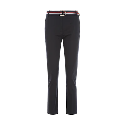 (Women) Tommy Hilfiger Slim Fit Stretch Casual Pants Navy with Striped Belt. WW0WW27848-DW5