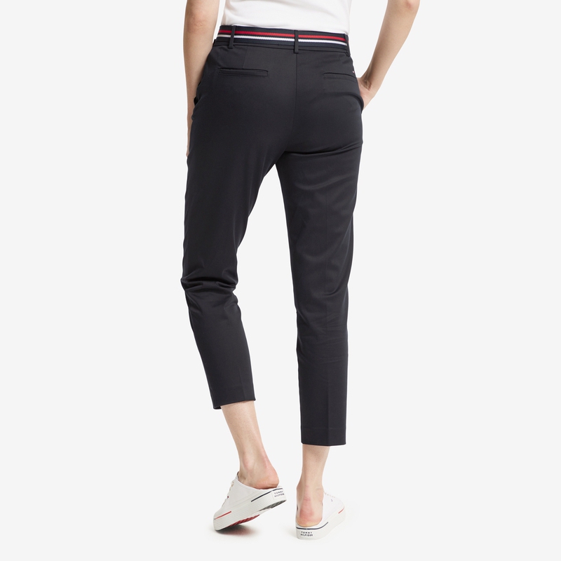 Purchase (W) 汤米·希尔费格修身弹力休闲裤藏青色附条纹腰带 WW0WW27848-DW5