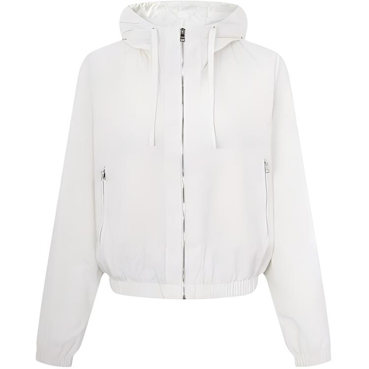 (Women) Tommy Hilfiger  Solid Color Hooded Zip-Up Loose Jacket Off-White. WW0WW38119-AC0