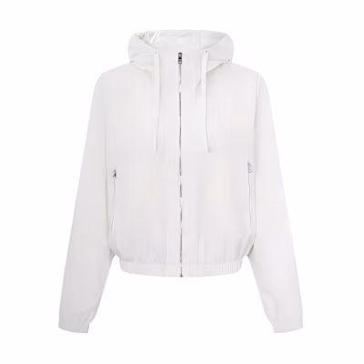 (Women) Tommy Hilfiger Solid Color Hooded Zip-Up Loose Jacket Off-White. WW0WW38119-AC0