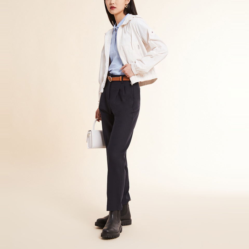 Details for (W) 汤米希尔费格纯色连帽拉链宽松夹克外套米白色 WW0WW38119-AC0